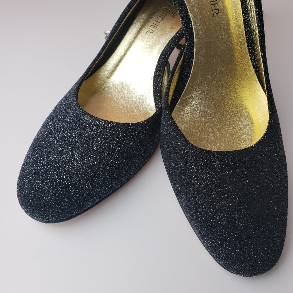 Linda Pritcher Soutine Made In Italy Black Onyx Pumps Size 7 1/2 Eur 37 1/2 - Picture 5 of 11